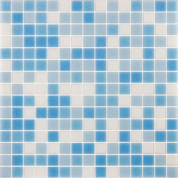 Sky Blue White 12x12 Glossy Uniform Square Glass Mosaic Tile (20 pack, 20 sq ft/case)