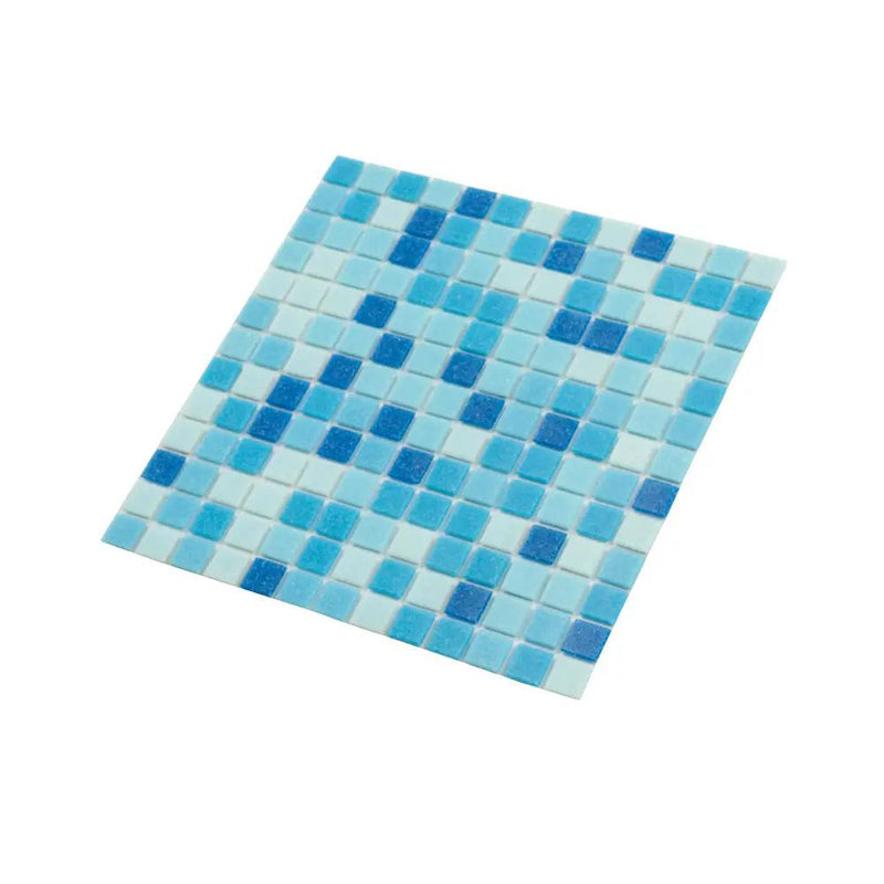 Blue White 12x12 Uniform Square Glossy Glass Mosaic Tile (20 pack, 20 sq ft/case) by Apollo Tile