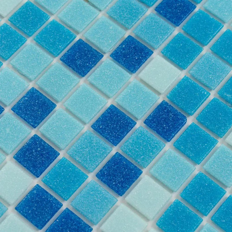 Blue White 12x12 Uniform Square Glossy Glass Mosaic Tile (20 pack, 20 sq ft/case) by Apollo Tile