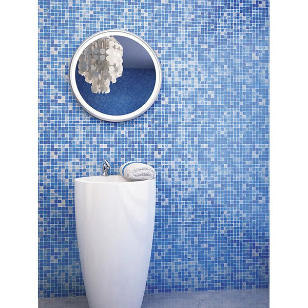 Olympic blue 12x12 Glossy Uniform Square Glass Mosaic Tile (20 pack, 20 sq ft/case)