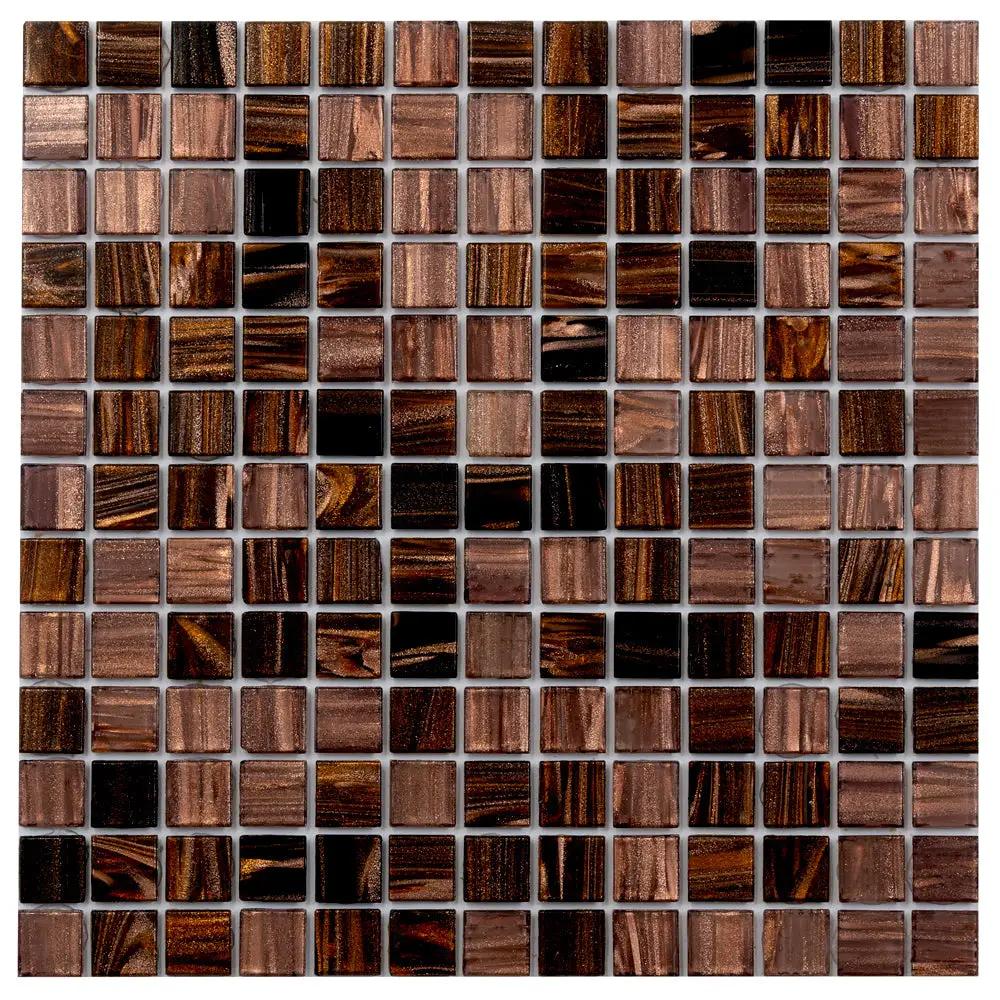 Brown Yellow 12x12 Glossy Uniform Square Glass Mosaic Tile (20 pack, 20 sq ft/case) by Apollo Tile