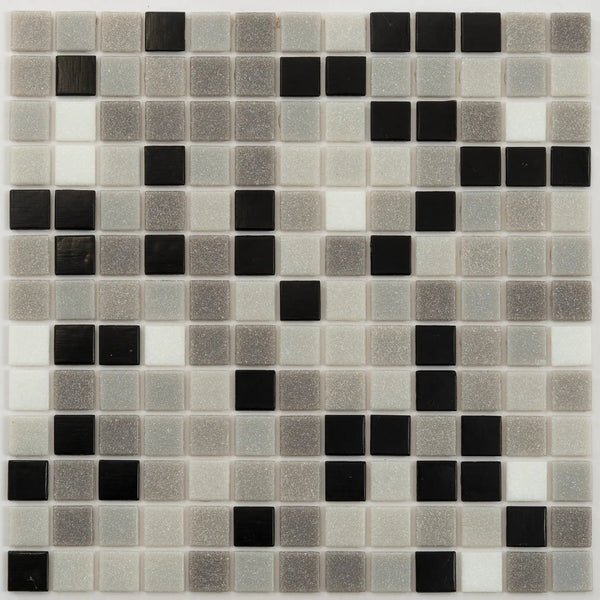 Gray Black 12x12 Glossy Uniform Square Glass Mosaic Tile (20 pack, 20 sq ft/case)