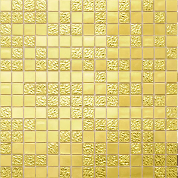 Gold Yellow 12x12 Glossy Uniform Square Glass Mosaic Tile (20 pack, 20 sq ft/case)