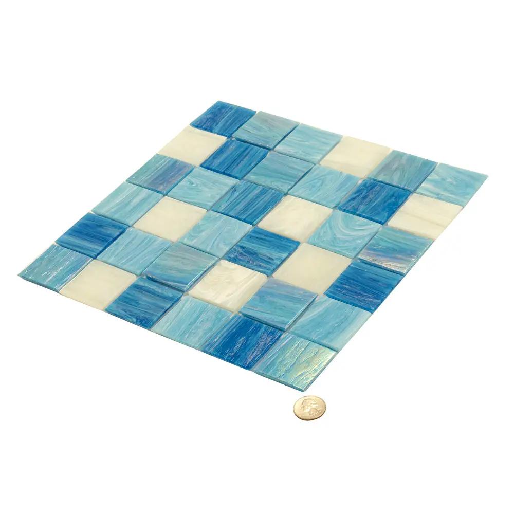 Blue White 12x12 Glossy Glass Uniform Square Mosaic Tile (20 pack, 20 sq ft/case) by Apollo Tile