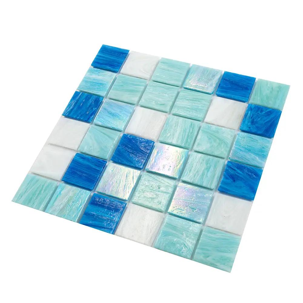 Green White 12x12 Glossy Uniform Square Glass Mosaic Tile (20 pack, 20 sq ft/case) by Apollo Tile