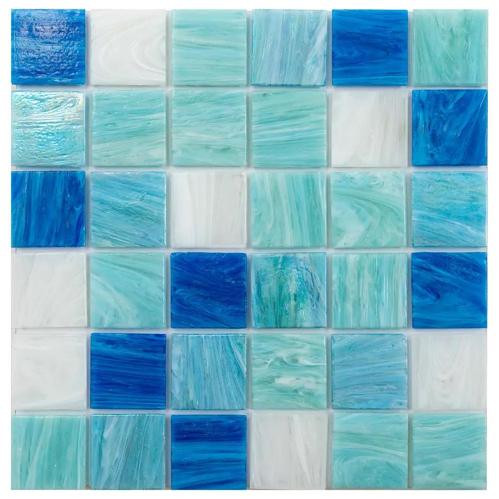 Green White 12x12 Glossy Uniform Square Glass Mosaic Tile (20 pack, 20 sq ft/case) by Apollo Tile