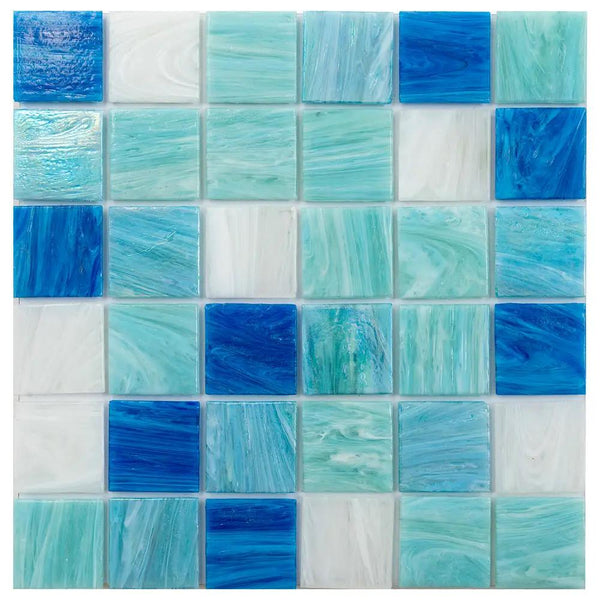 Green White 12x12 Glossy Uniform Square Glass Mosaic Tile (20 pack, 20 sq ft/case)