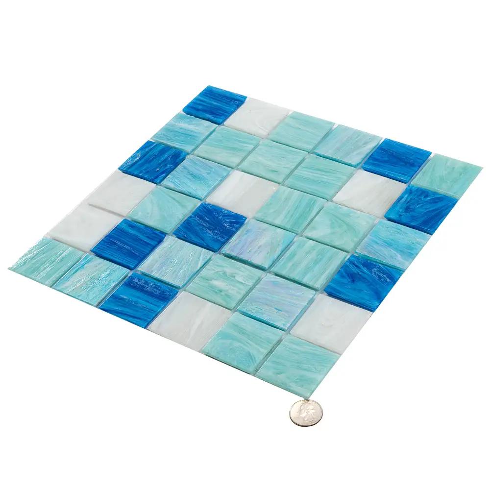 Green White 12x12 Glossy Uniform Square Glass Mosaic Tile (20 pack, 20 sq ft/case) by Apollo Tile