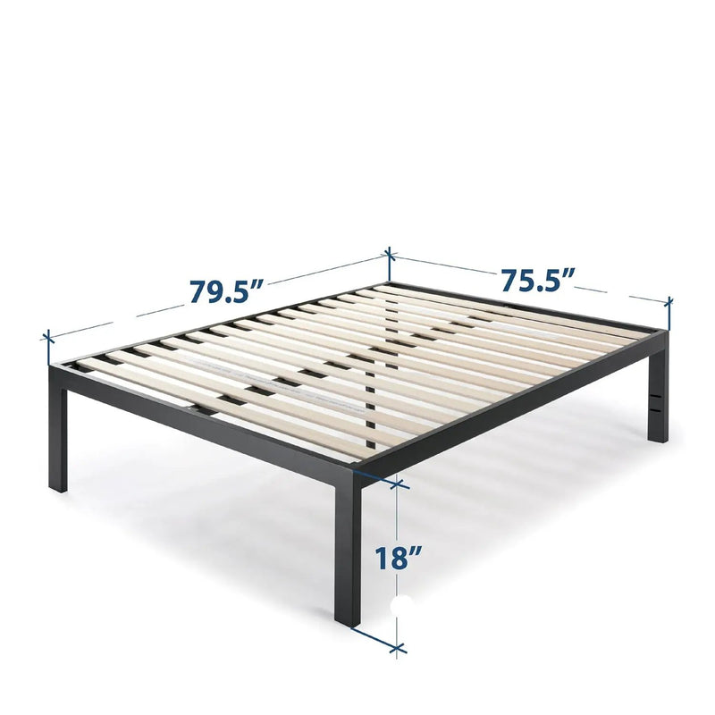 King size 18 Inch Easy Assemble Metal Platform Bed Frame Wooden Slats by HomePacific