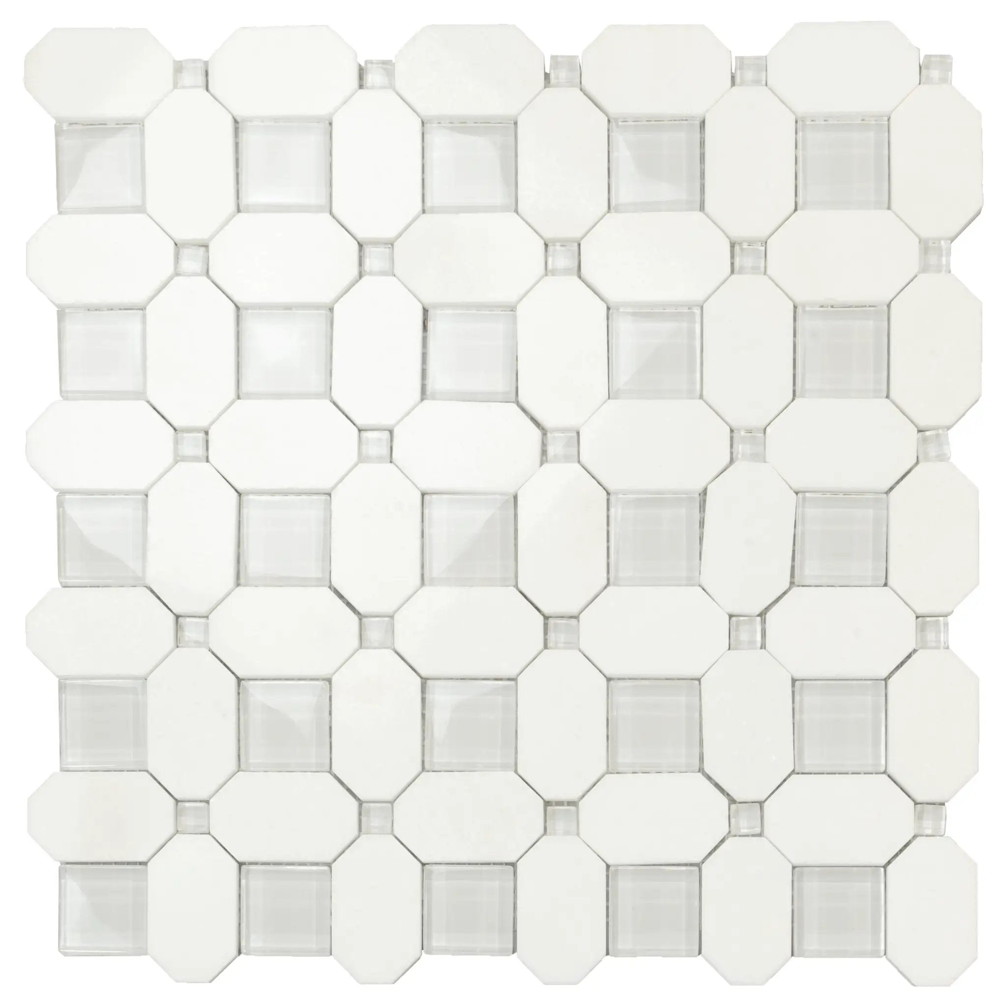 5-Pack White, Blue 12-in x 12-in Polished Glass Wall Tile by Apollo Tile