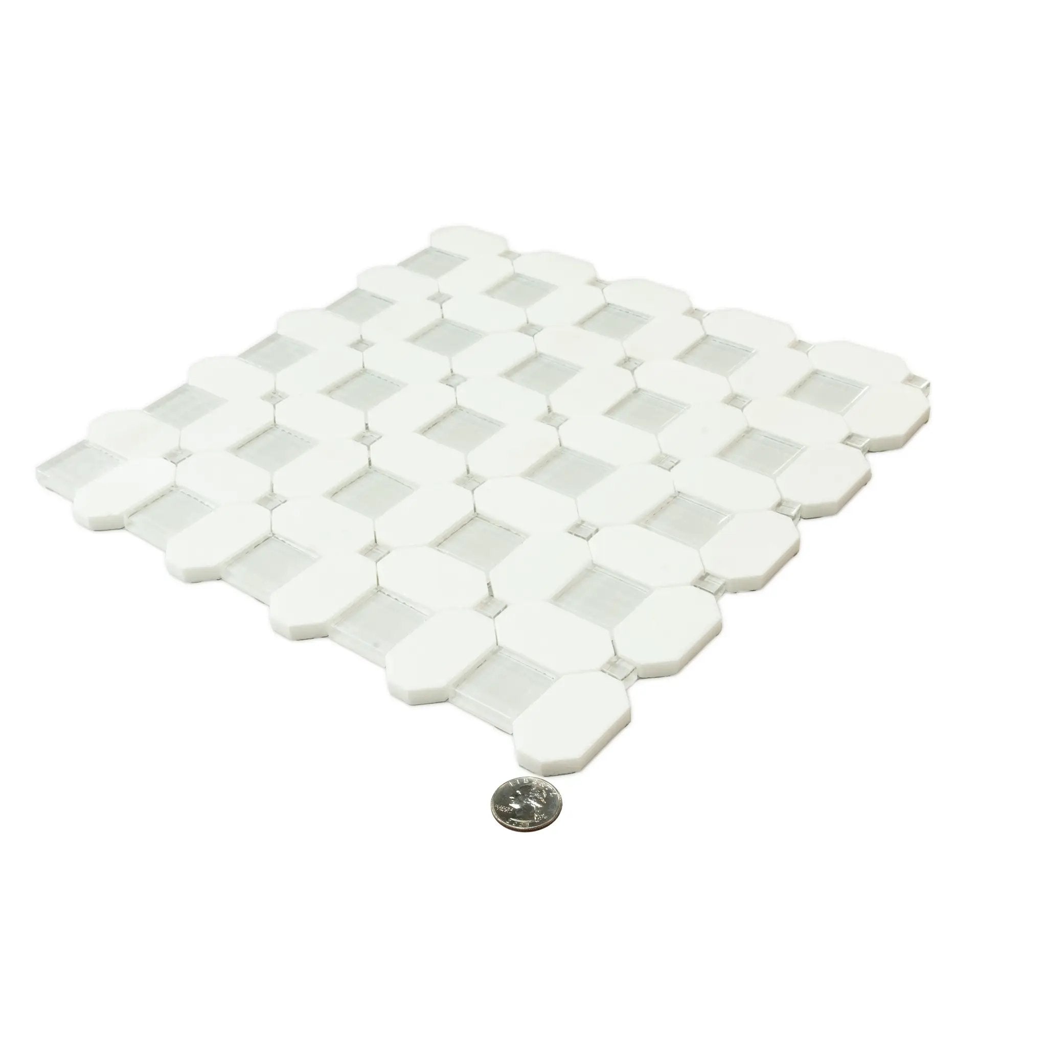 5-Pack White, Blue 12-in x 12-in Polished Glass Wall Tile by Apollo Tile