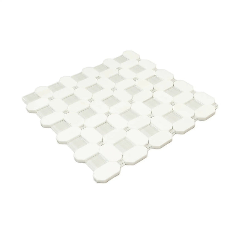 5-Pack White, Blue 12-in x 12-in Polished Glass Wall Tile by Apollo Tile