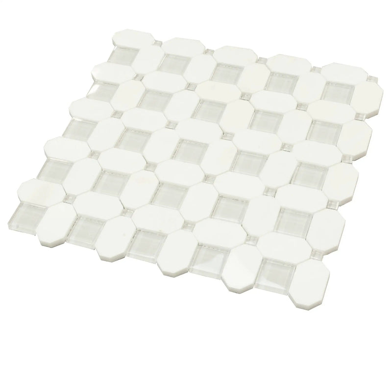 5-Pack White, Blue 12-in x 12-in Polished Glass Wall Tile by Apollo Tile