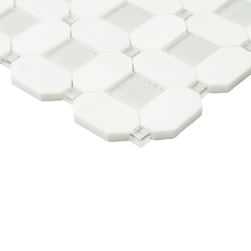 5-Pack White, Blue 12-in x 12-in Polished Glass Wall Tile by Apollo Tile