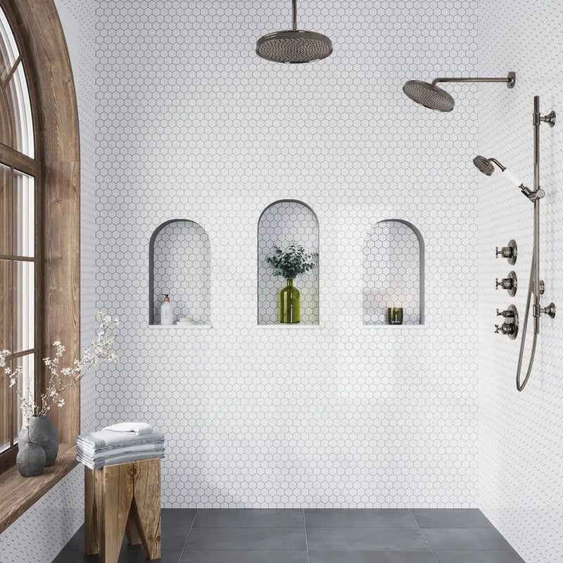 Pearl White 12x12 Polished Hexagon Thassos Marble Mosaic Tile (5 pack, 4.83 sq ft/case) by Apollo Tile