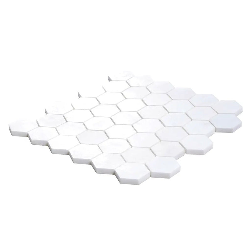 Snow White 12x12 Honed Hexagon Thassos Marble Mosaic Tile (5 pack, 4.83 sq ft/case) by Apollo Tile