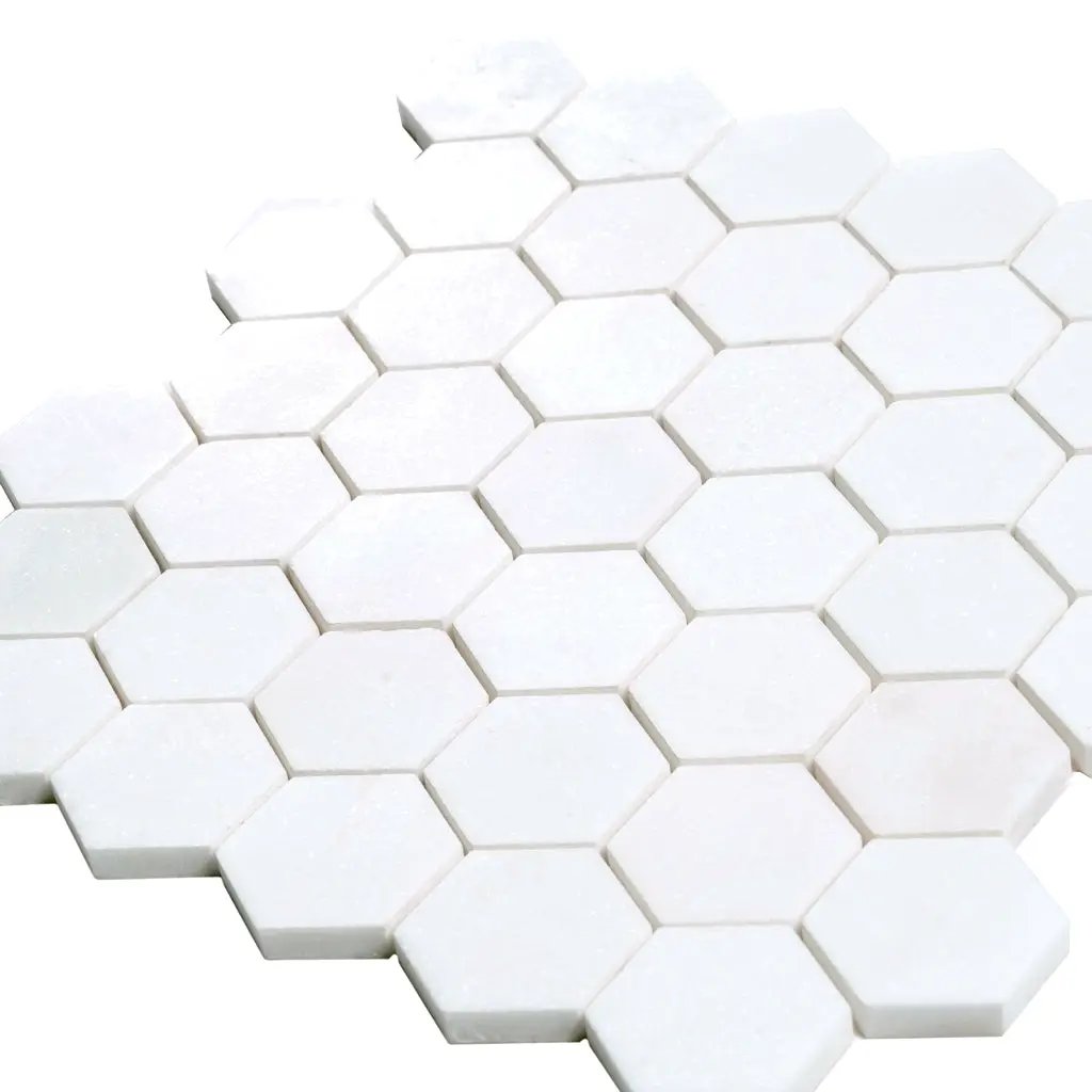 Snow White 12x12 Honed Hexagon Thassos Marble Mosaic Tile (5 pack, 4.83 sq ft/case) by Apollo Tile