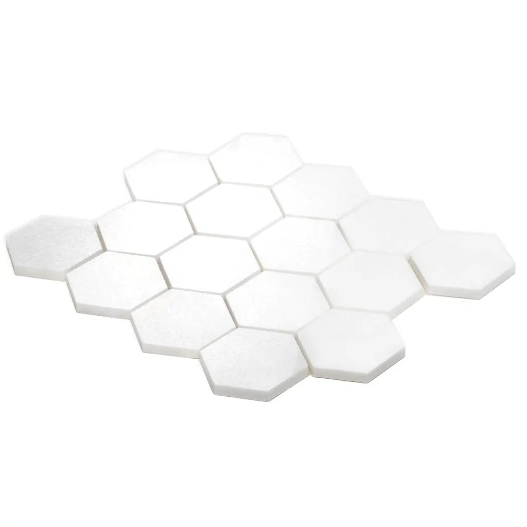 Snow White 10x12 Polished Hexagon Thassos Marble Mosaic Tile (5 pack, 4.46 sq ft/case) by Apollo Tile