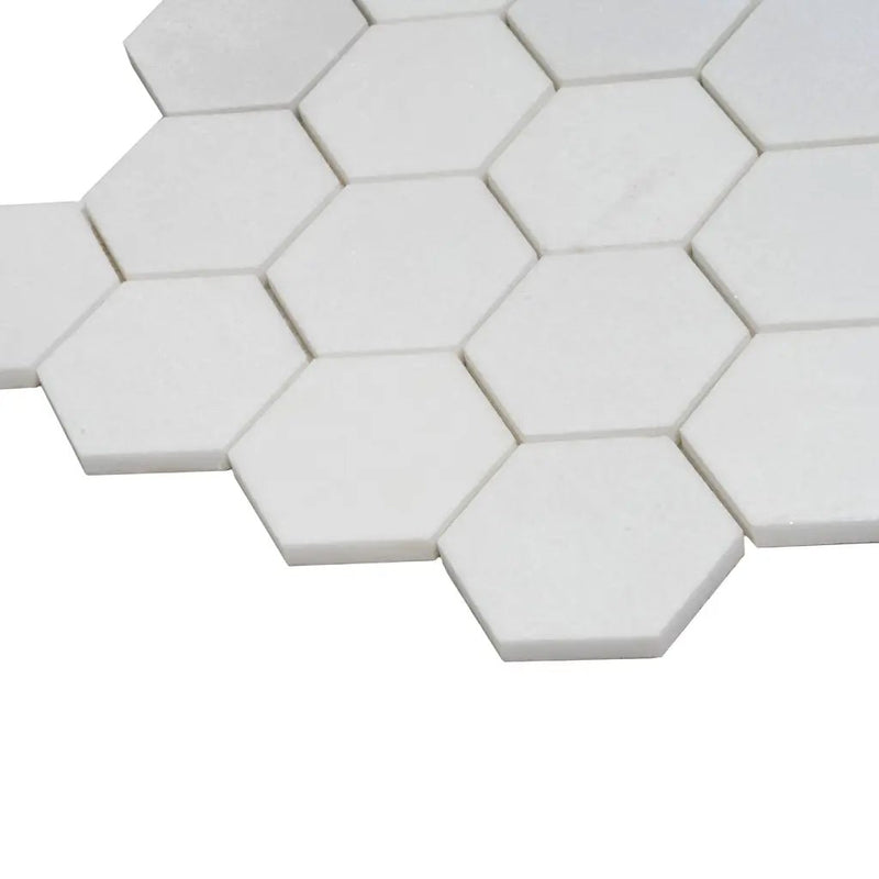 Snow White 10x12 Honed Hexagon Thassos Marble Mosaic Tile (5 pack, 4.46 sq ft/case) by Apollo Tile