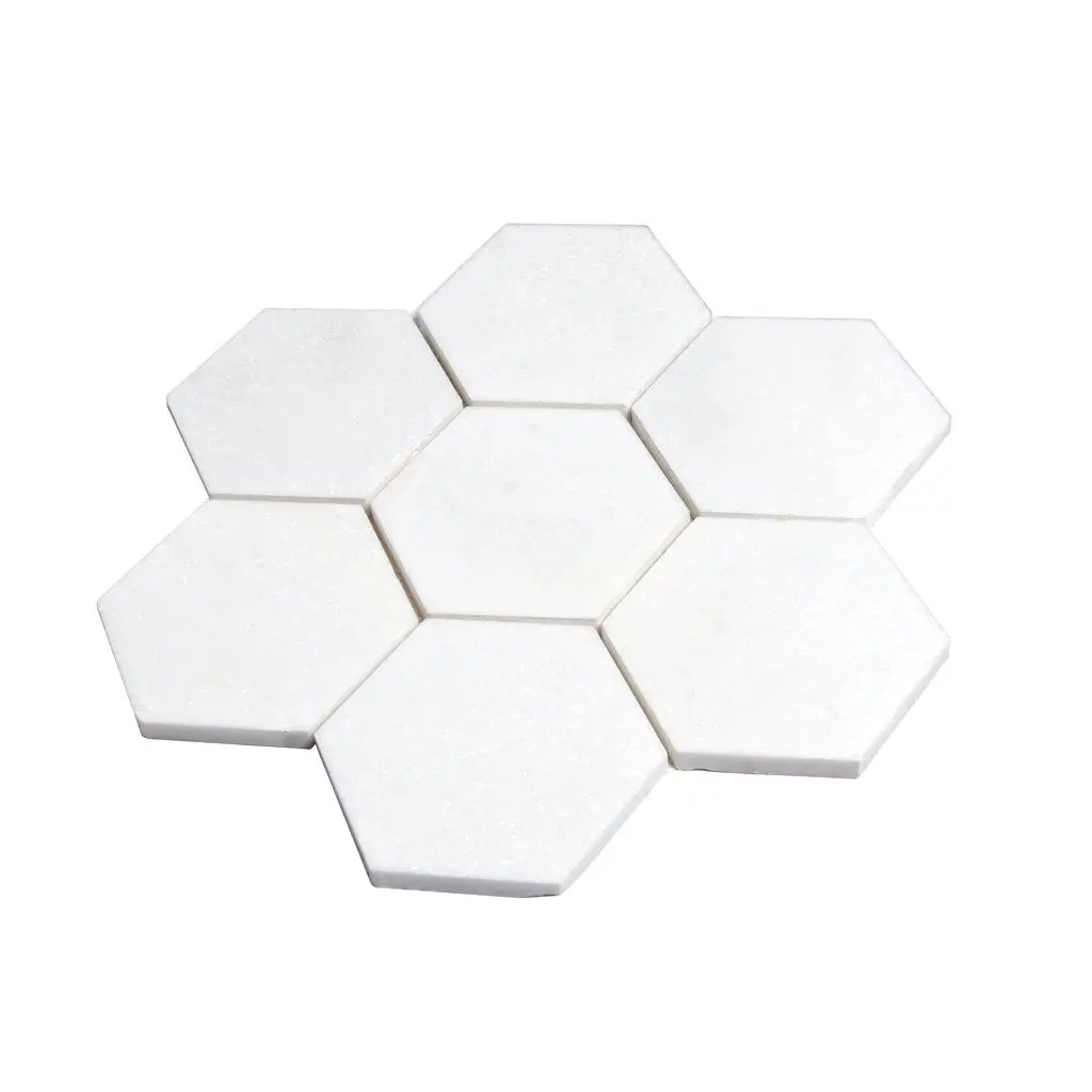 Pearl White 10x11 Honed Hexagon Thassos Marble Mosaic Tile (5 pack, 3.75 sq ft/case) by Apollo Tile