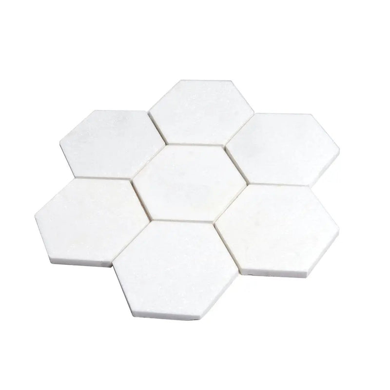 Pearl White 10x11 Honed Hexagon Thassos Marble Mosaic Tile (5 pack, 3.75 sq ft/case) by Apollo Tile