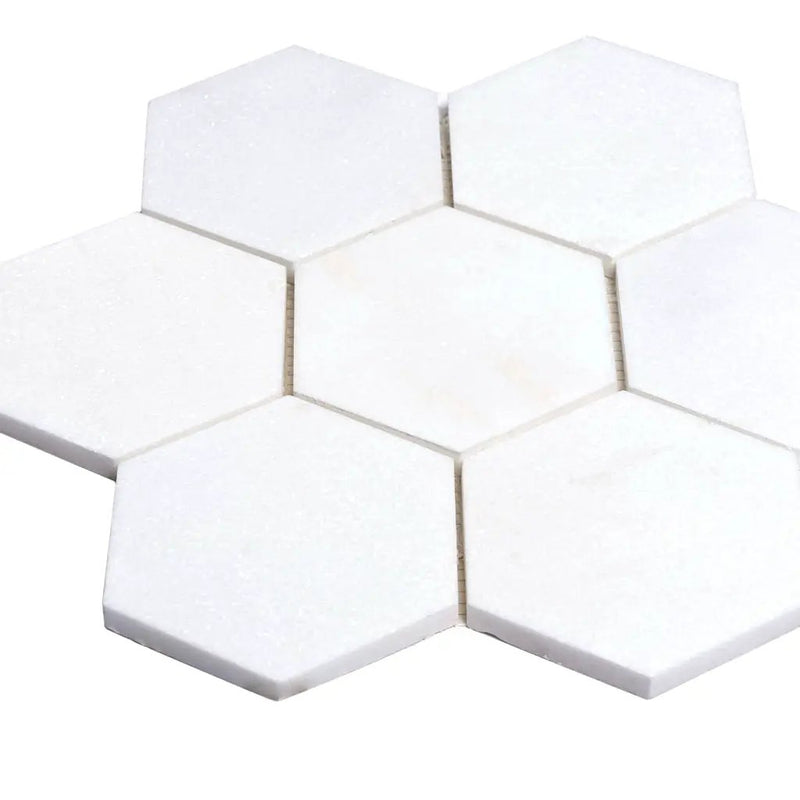 Pearl White 10x11 Honed Hexagon Thassos Marble Mosaic Tile (5 pack, 3.75 sq ft/case) by Apollo Tile