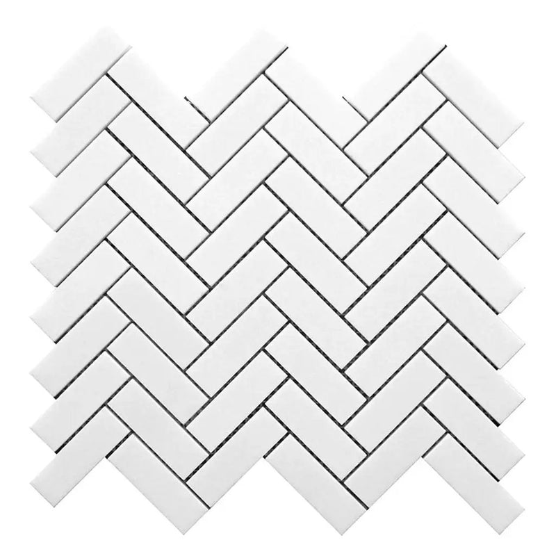 Snow White 12x13 Honed Herringbone Thassos Marble Mosaic Tile (5 pack, 5.29 sq ft/case) by Apollo Tile