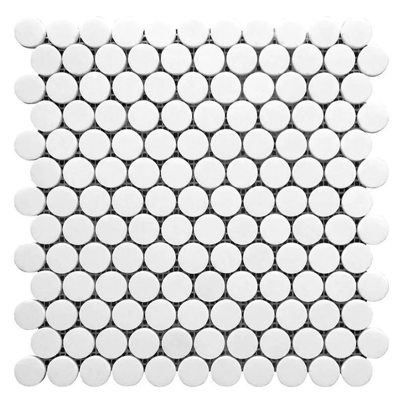 Snow White 11x12 Polished Round Thassos Marble Mosaic Tile (5 pack, 4.47 sq ft/case) by Apollo Tile