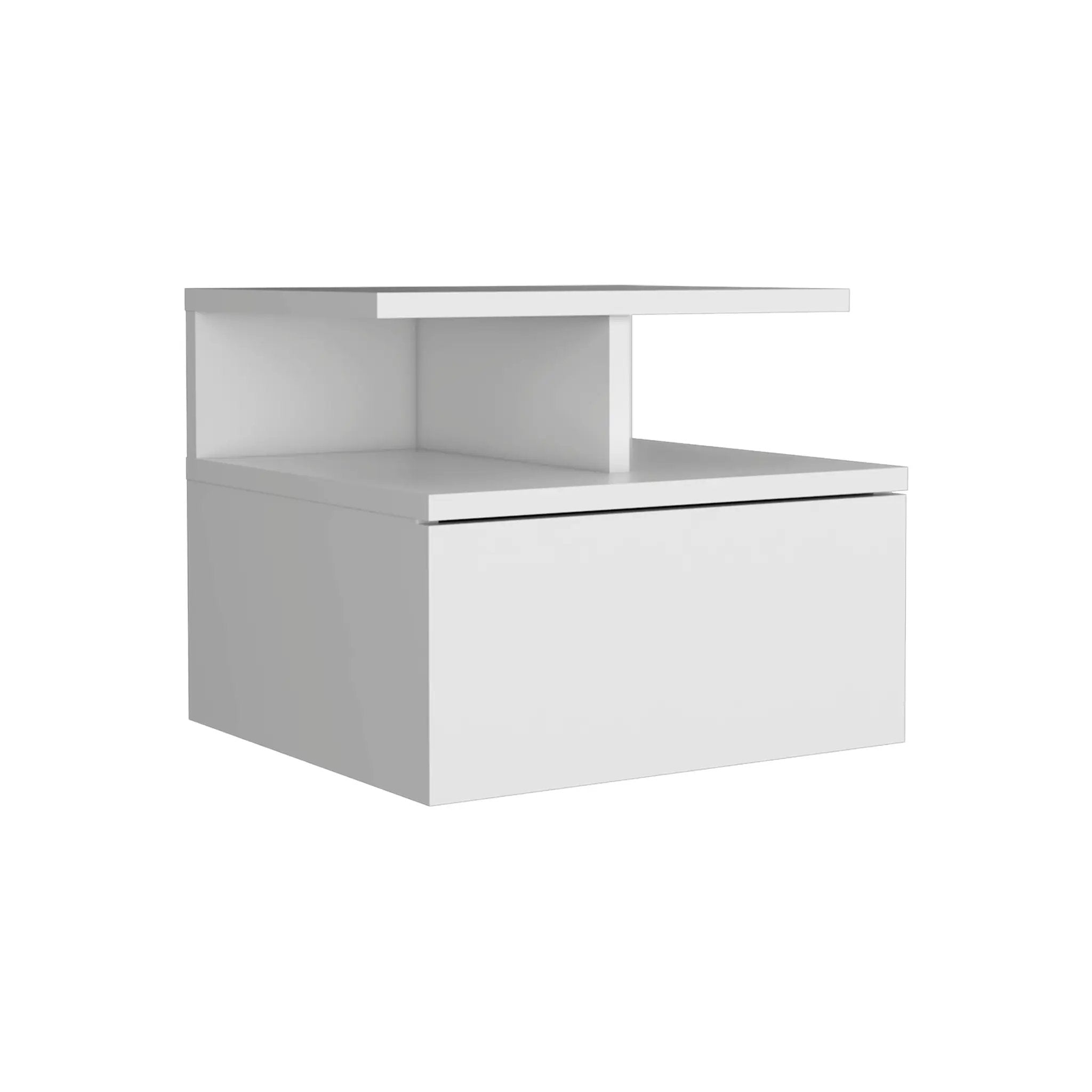 Floating Nightstand 12"H, Wall Mounted with Single Drawer and 2-Tier Shelf by HouseOfZazla