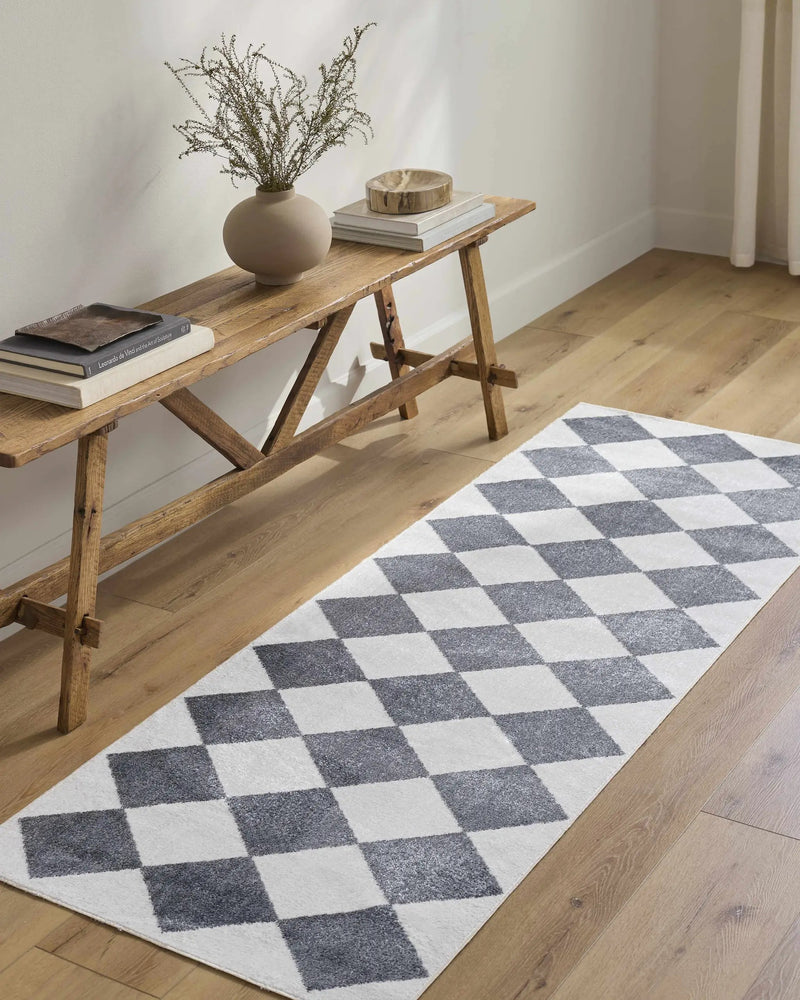 Ulric Navy Blue Diamond Washable Area Rug by Boutique Rugs