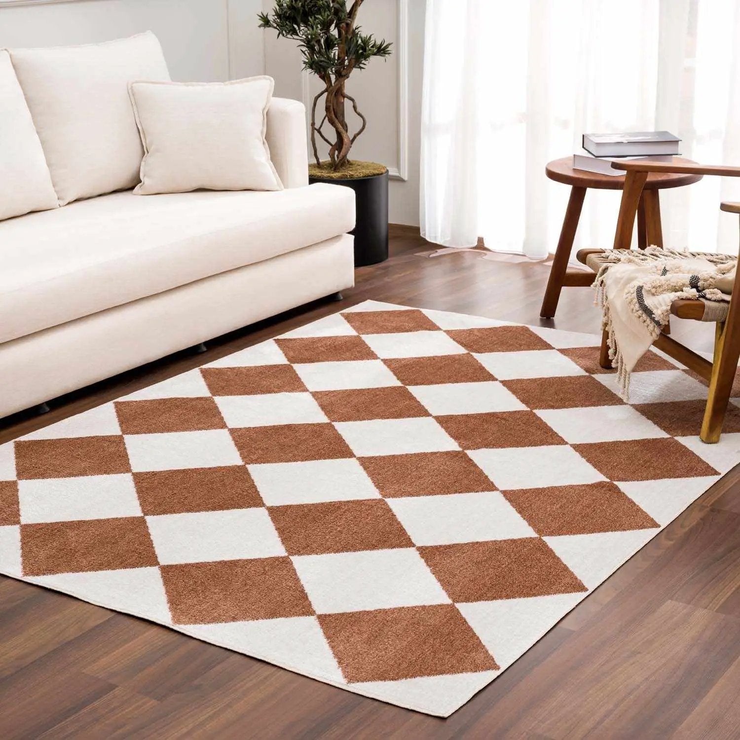 Ulric Chestnut Diamond Washable Area Rug by Boutique Rugs