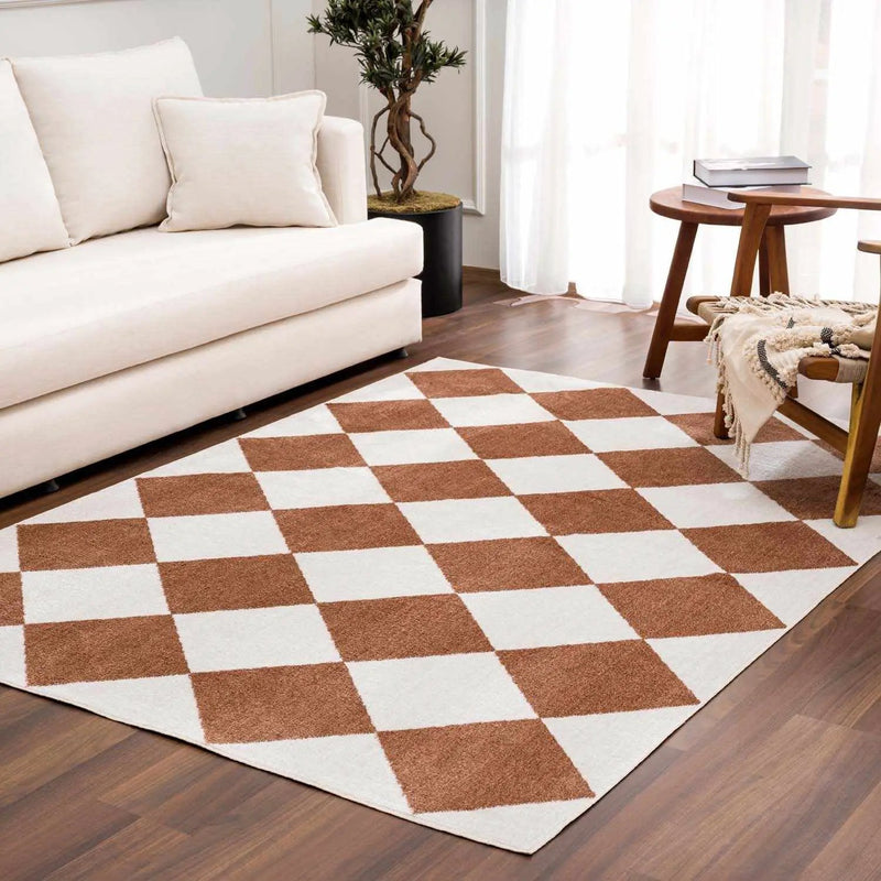 Ulric Chestnut Diamond Washable Area Rug by Boutique Rugs