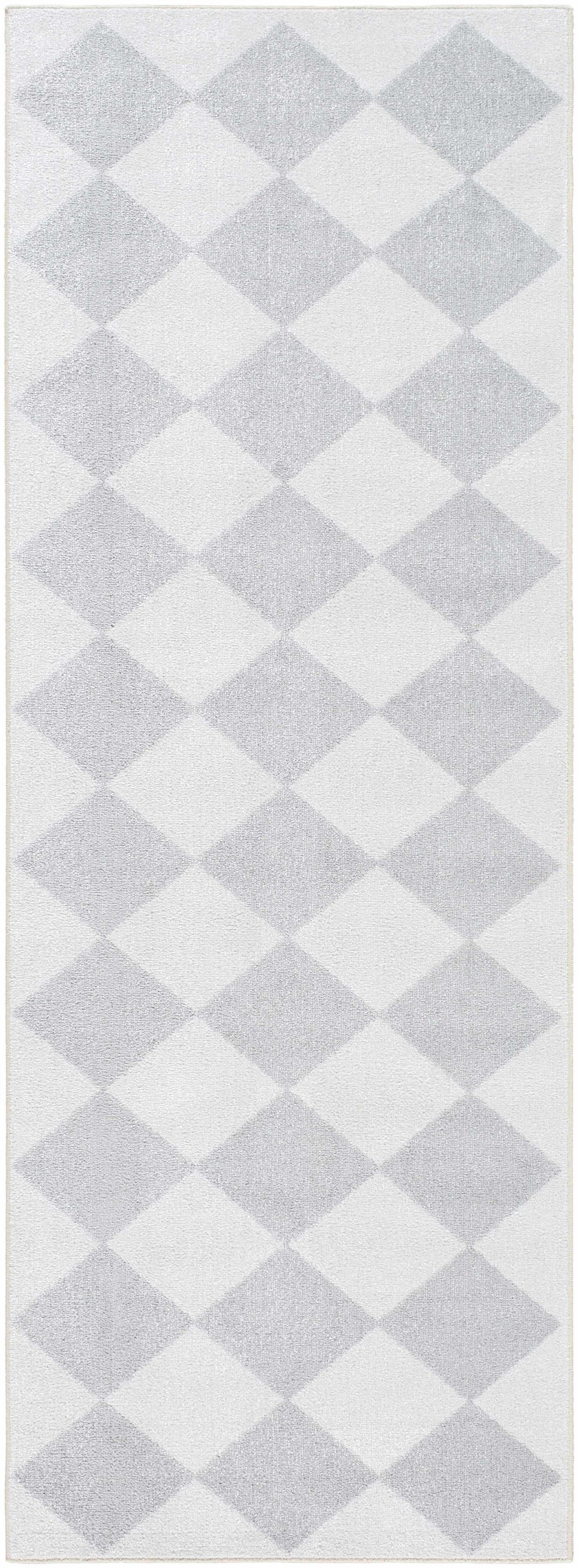 Ulric Light Gray Diamond Washable Area Rug by Boutique Rugs