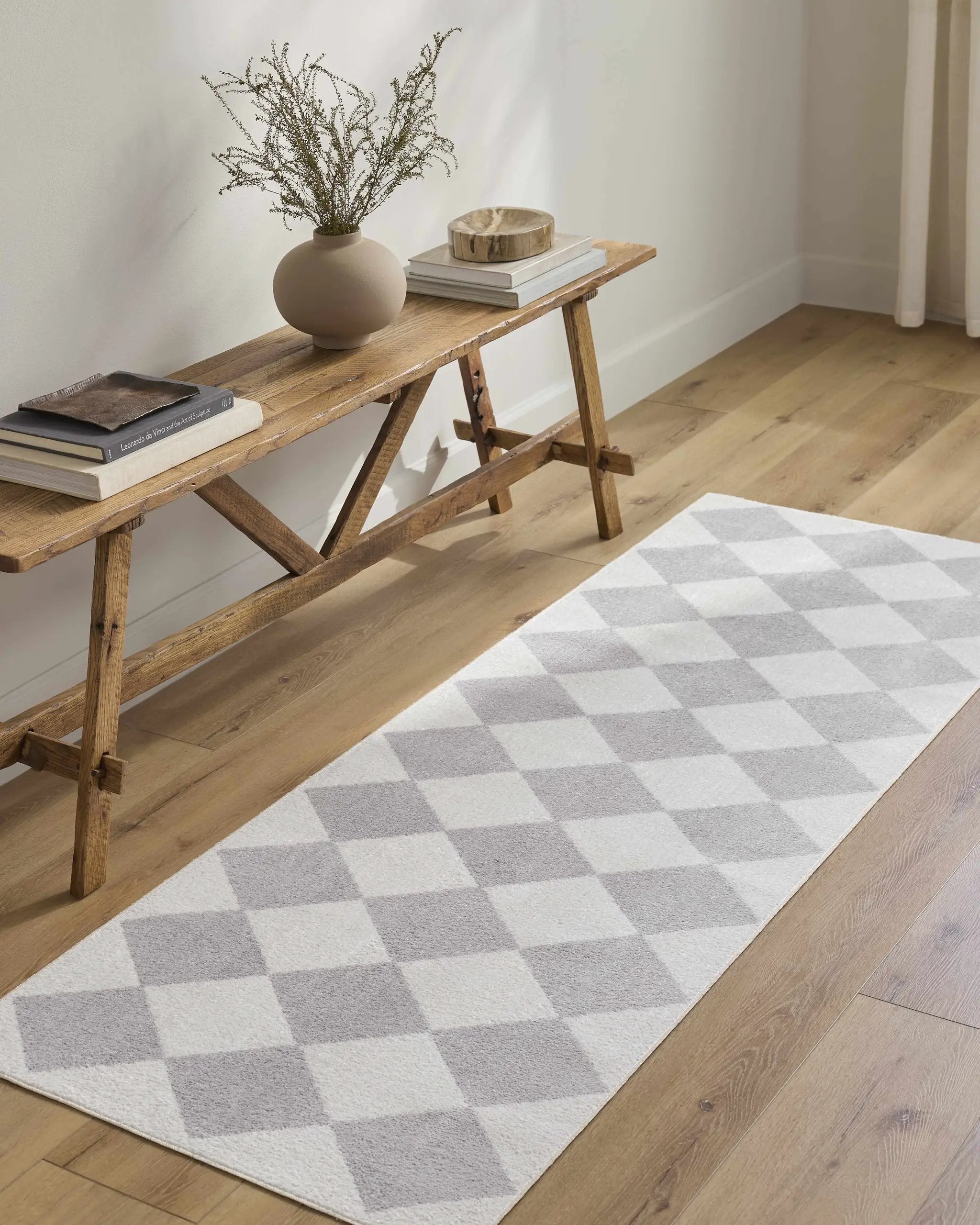 Ulric Light Gray Diamond Washable Area Rug by Boutique Rugs