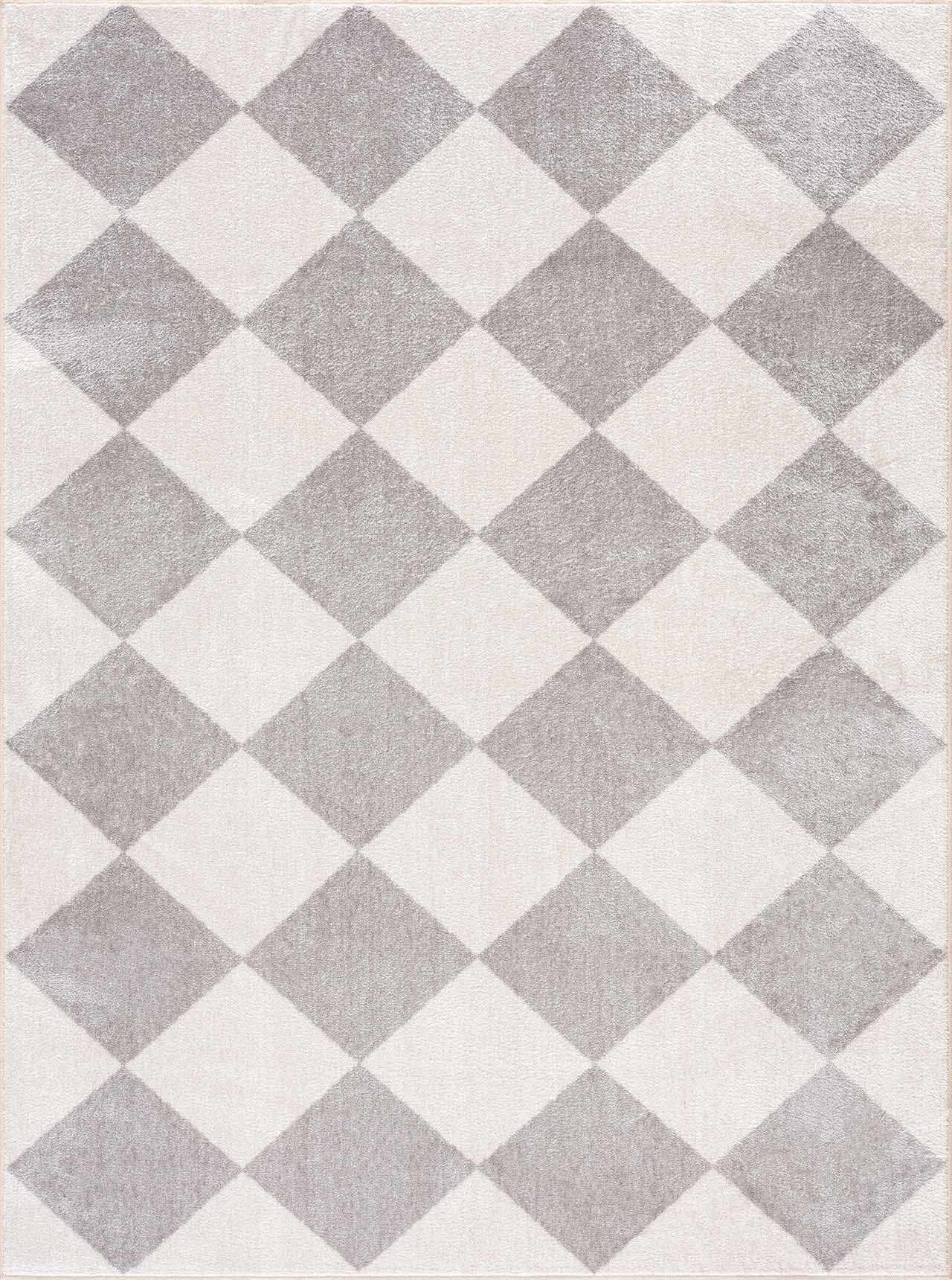 Ulric Light Gray Diamond Washable Area Rug by Boutique Rugs