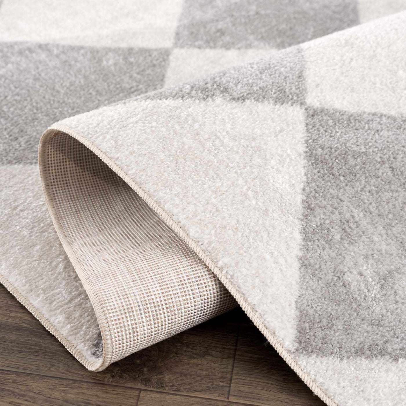 Ulric Light Gray Diamond Washable Area Rug by Boutique Rugs