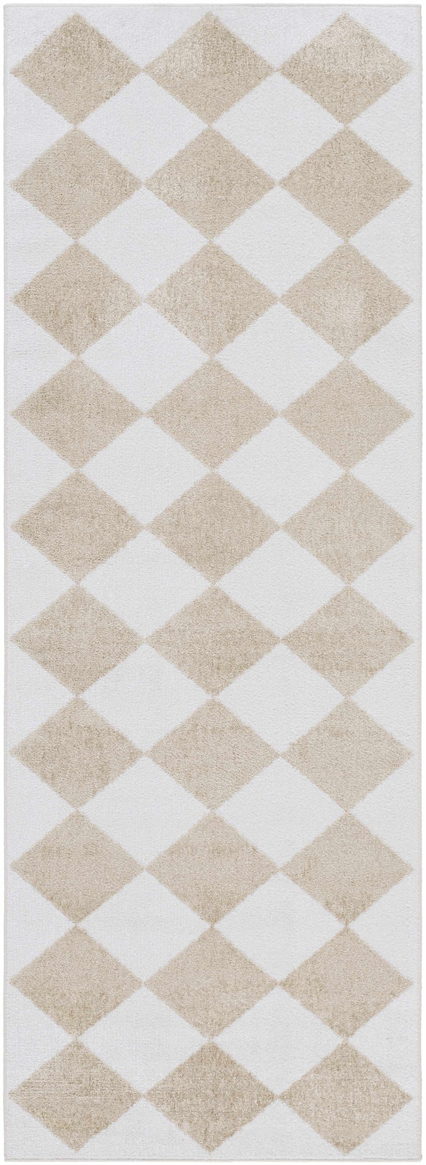 Ulric Light Brown Diamond Washable Area Rug by Boutique Rugs