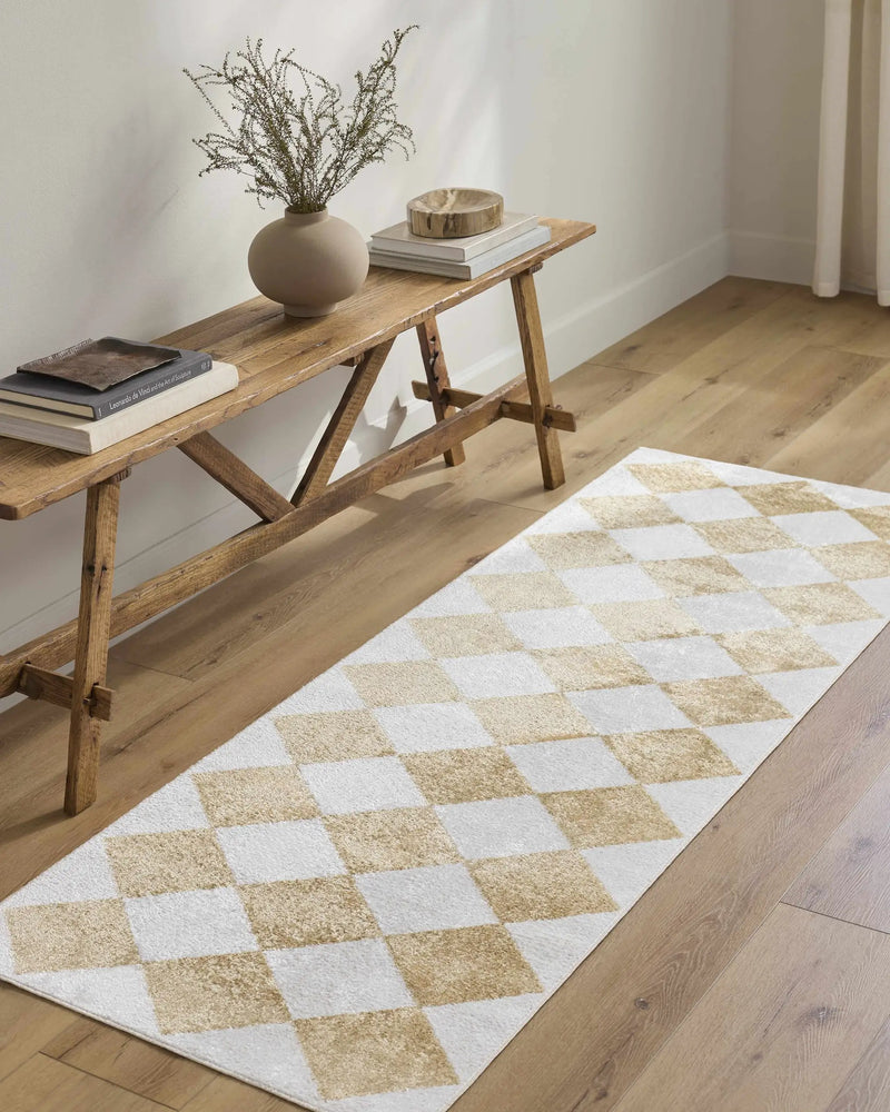 Ulric Light Brown Diamond Washable Area Rug by Boutique Rugs