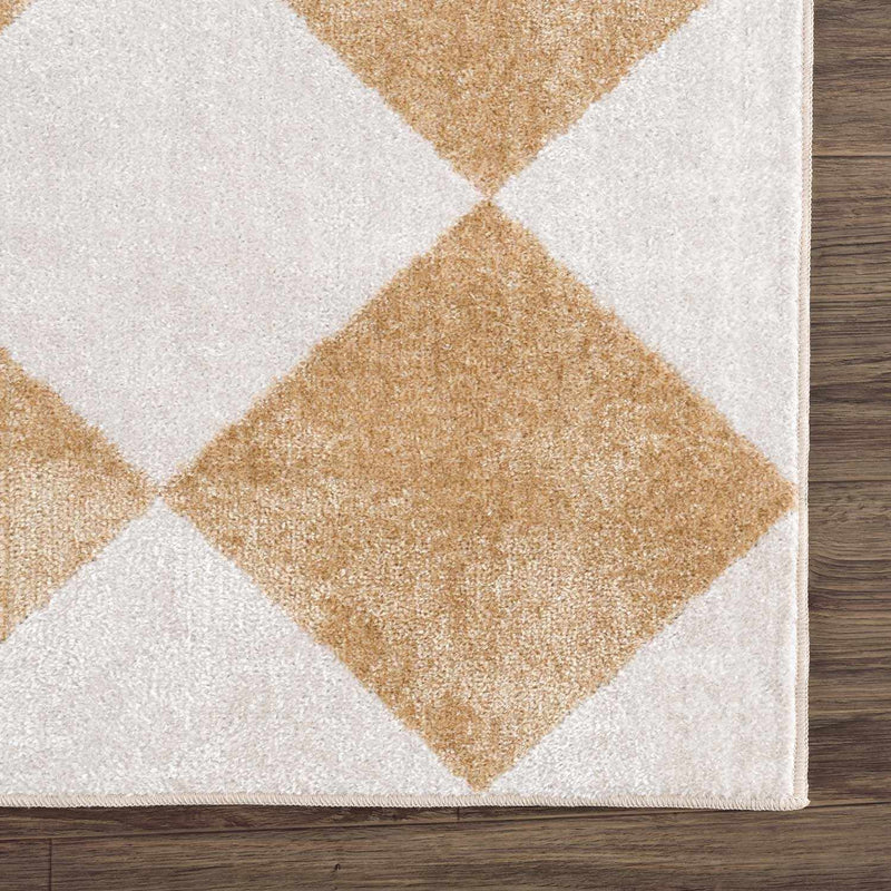 Ulric Light Brown Diamond Washable Area Rug by Boutique Rugs