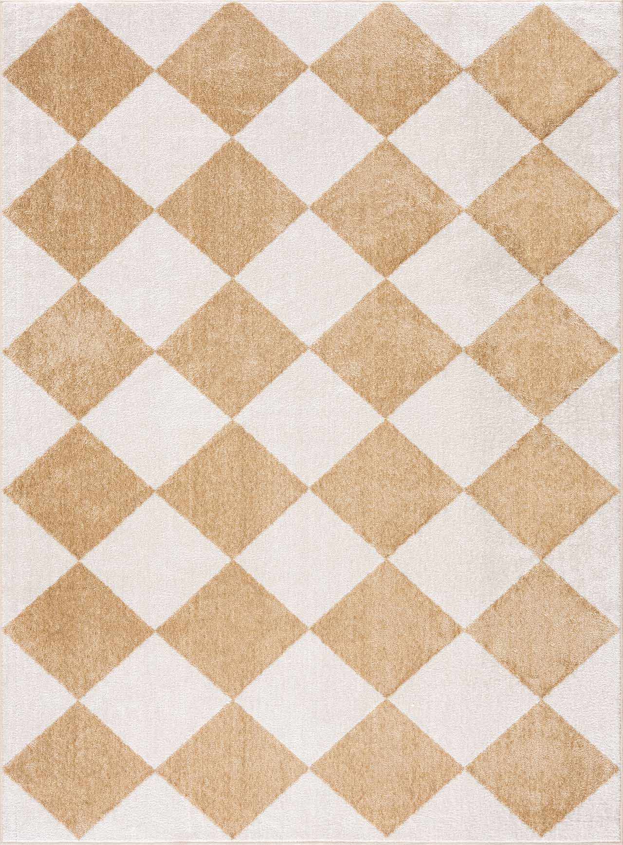 Ulric Light Brown Diamond Washable Area Rug by Boutique Rugs