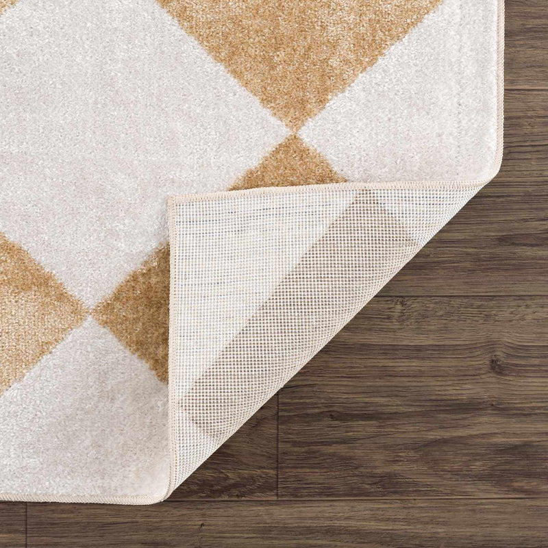 Ulric Light Brown Diamond Washable Area Rug by Boutique Rugs