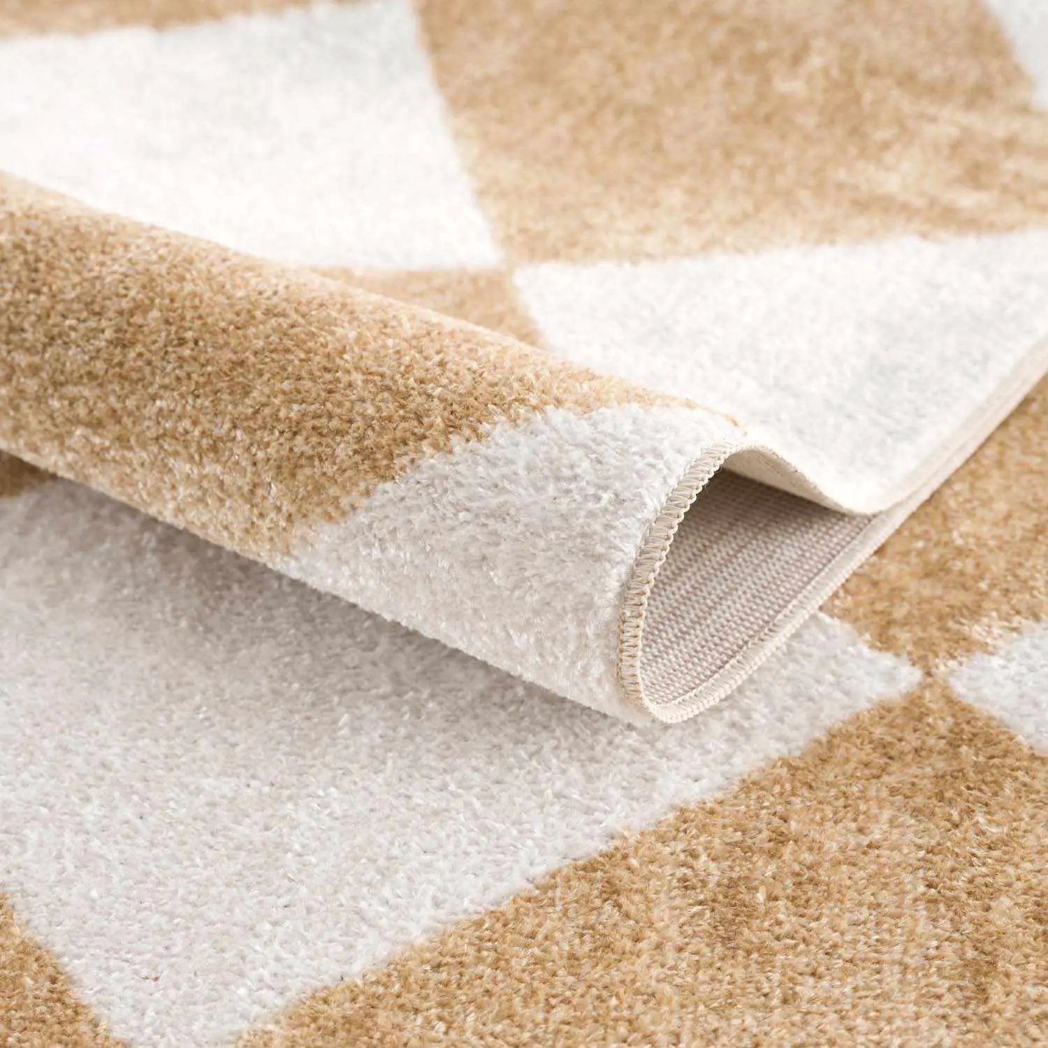 Ulric Light Brown Diamond Washable Area Rug by Boutique Rugs