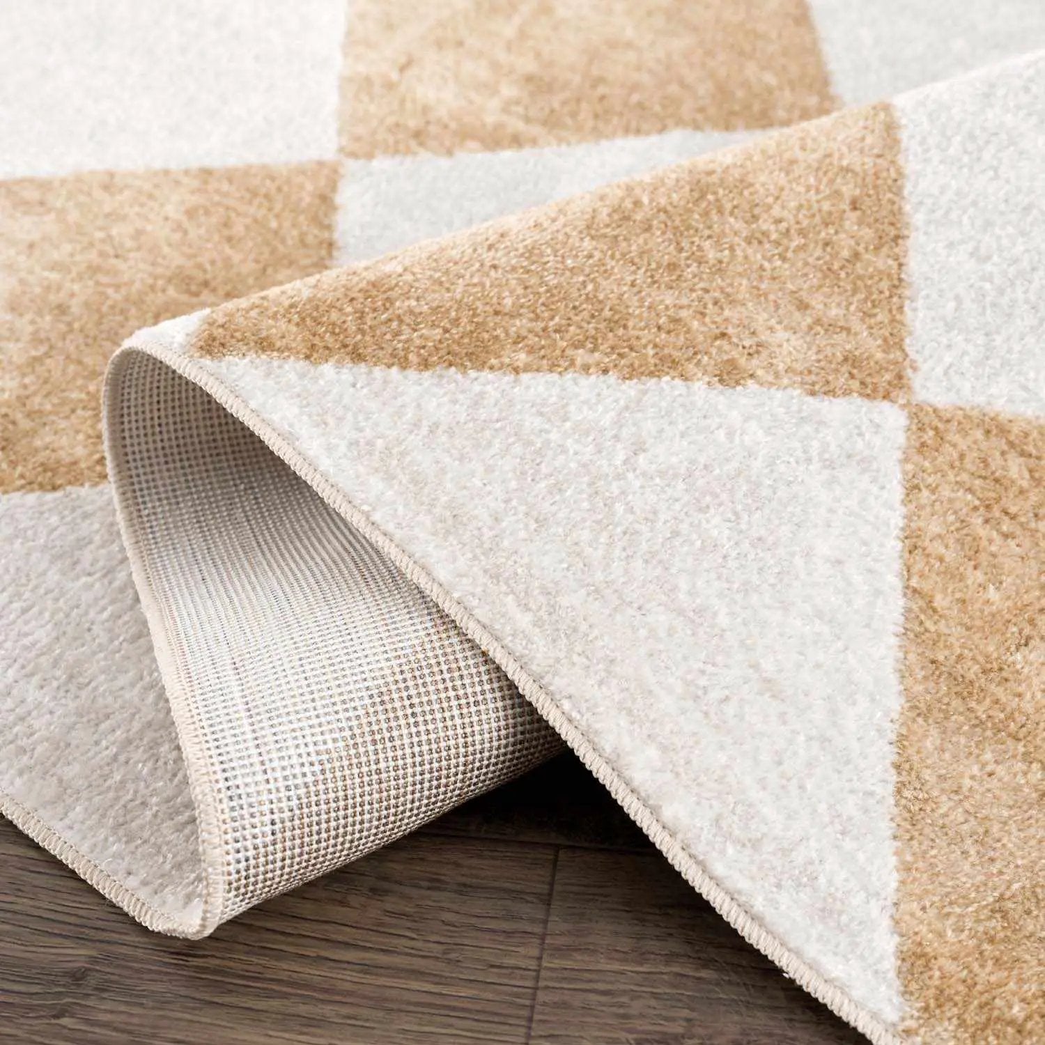 Ulric Light Brown Diamond Washable Area Rug by Boutique Rugs