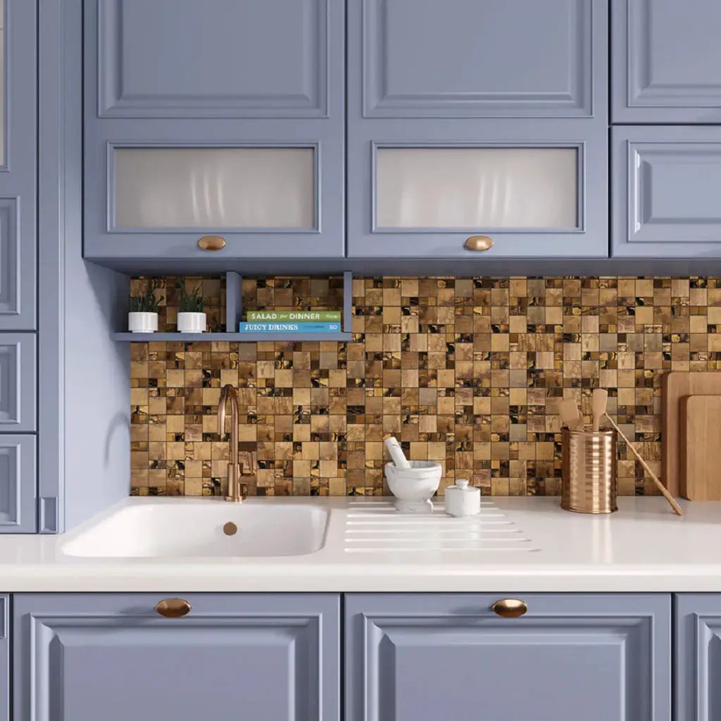Bronze 12x12 Matte Square Metal Mosaic Tile (5 pack, 4.75 sq ft/case) by Apollo Tile