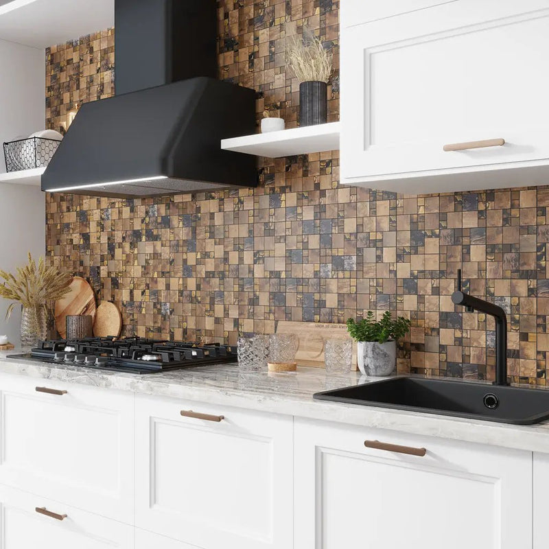Bronze 12x12 Matte Square Metal Mosaic Tile (5 pack, 4.75 sq ft/case) by Apollo Tile