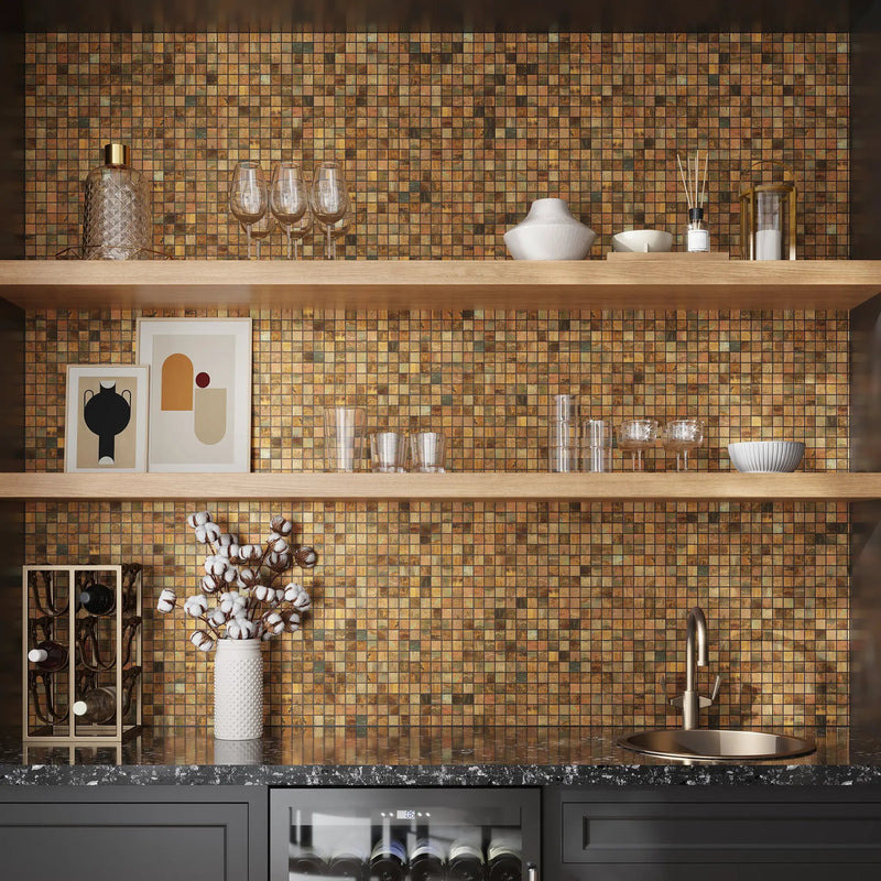 Bronze 12x12 Matte Square Metal Mosaic Tile (5 pack, 4.75 sq ft/case) by Apollo Tile