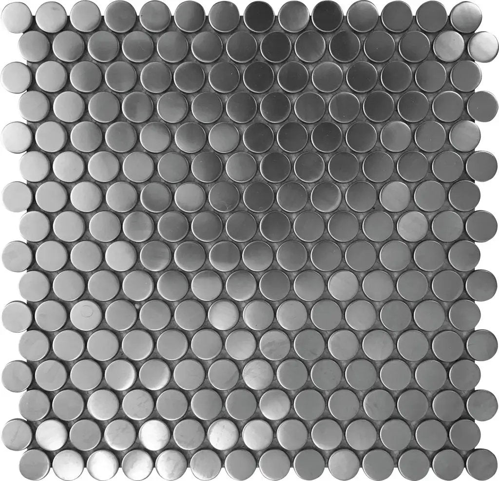 Lead Gray 12x12 Polished Penny Round Metal Mosaic Tile (5 pack, 4.75 sq ft/case) by Apollo Tile