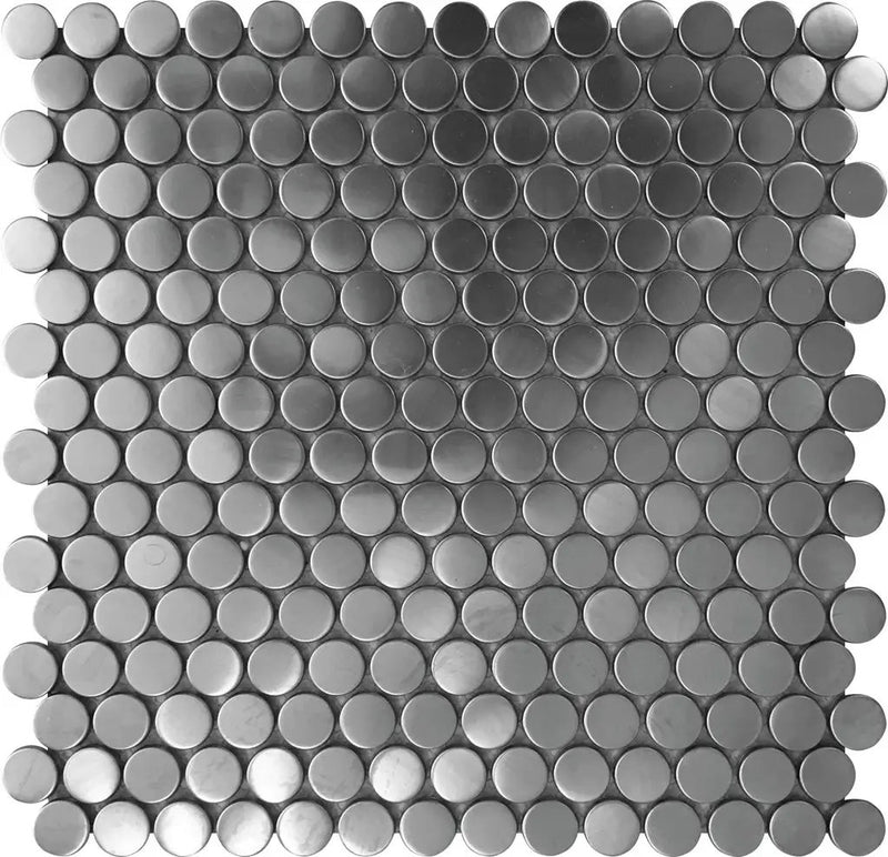 Lead Gray 12x12 Polished Penny Round Metal Mosaic Tile (5 pack, 4.75 sq ft/case) by Apollo Tile