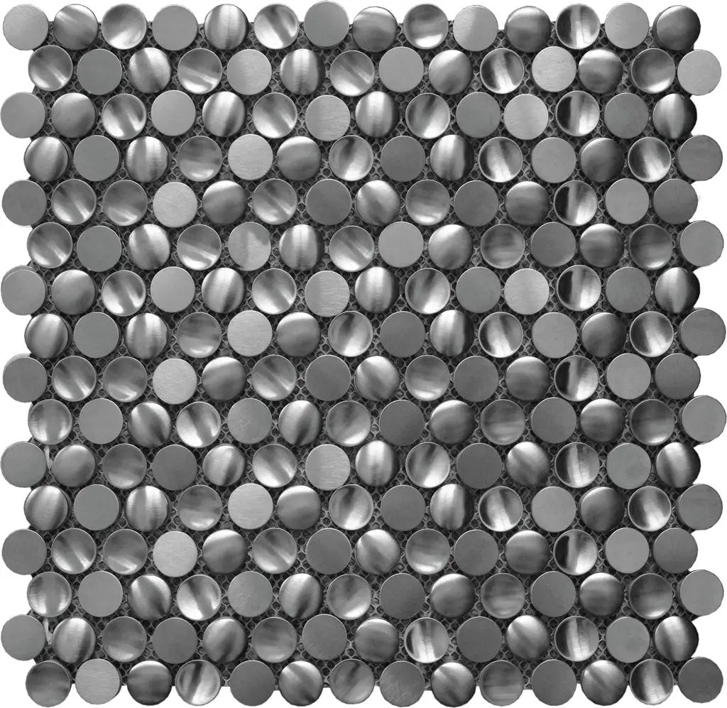 Anchor Gray 12x12 Polished Penny Round Metal Mosaic Tile (5 pack, 4.75 sq ft/case) by Apollo Tile