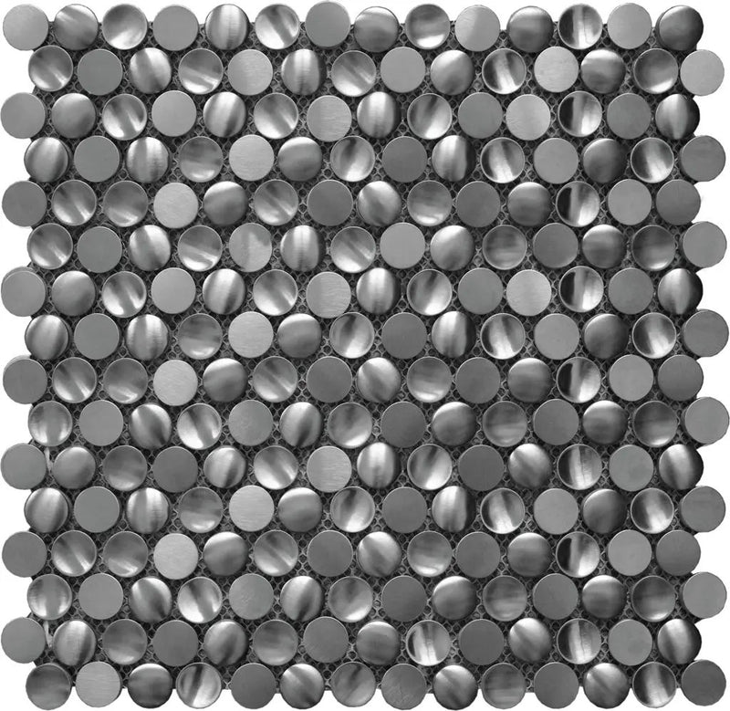 Anchor Gray 12x12 Polished Penny Round Metal Mosaic Tile (5 pack, 4.75 sq ft/case) by Apollo Tile